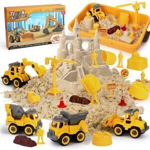 Play Sand Construction Set, Beach Building Castle Kit w/ 2.2lbs Play Sand
